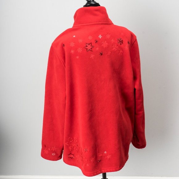 NWOT Red fleece beaded and embroidered jacket - 2X - Picture 5 of 6